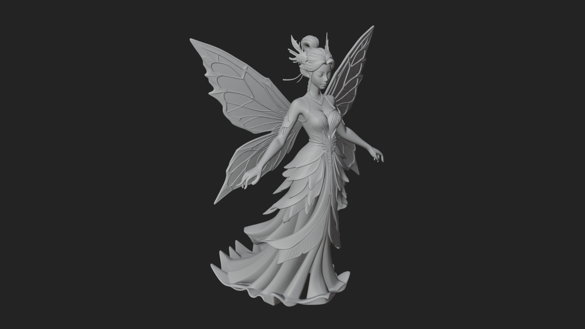 Butterfly Wing Fairy Statue Design 20 3D Print Model 3D Model