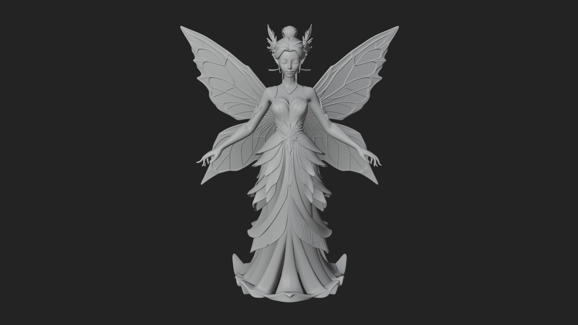 Butterfly Wing Fairy Statue Design 20 3D Print Model 3D Model