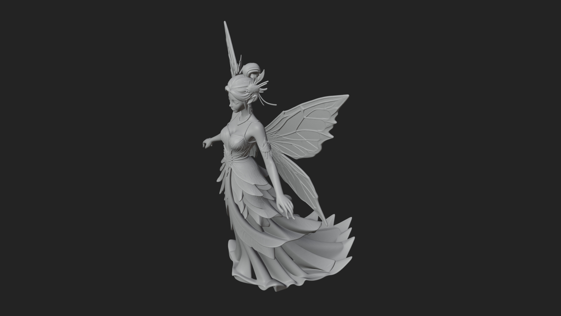Butterfly Wing Fairy Statue Design 20 3D Print Model 3D Model