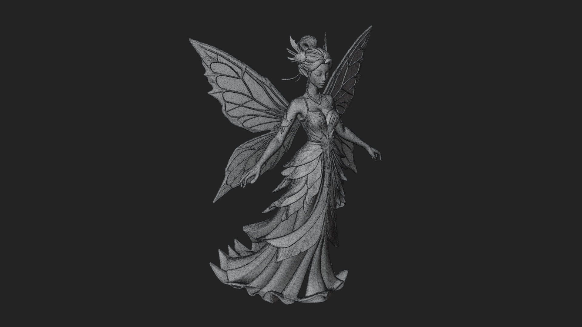 Butterfly Wing Fairy Statue Design 20 3D Print Model 3D Model