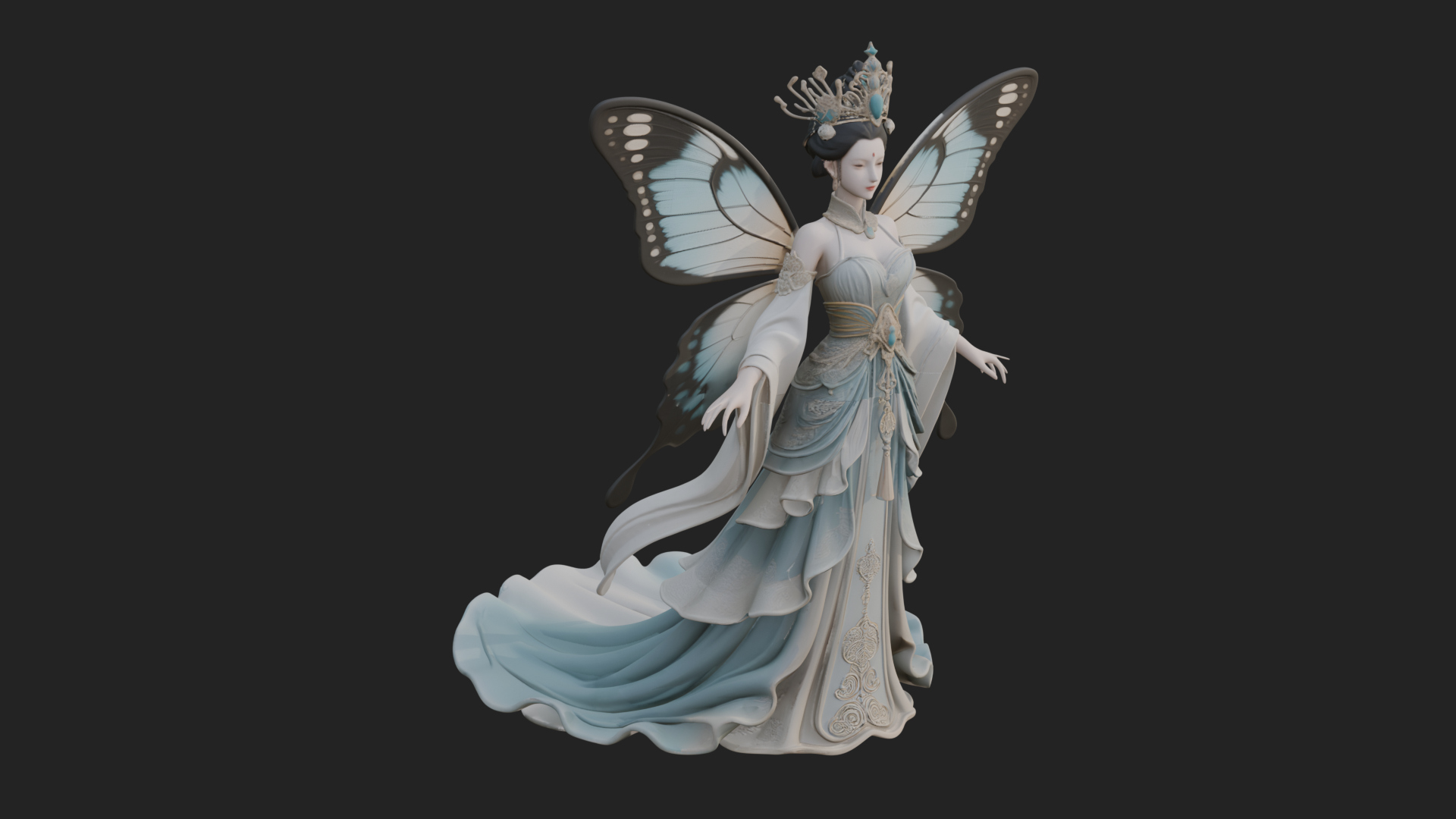 Butterfly Wing Fairy Statue Design 21 3D Print Model 3D Model