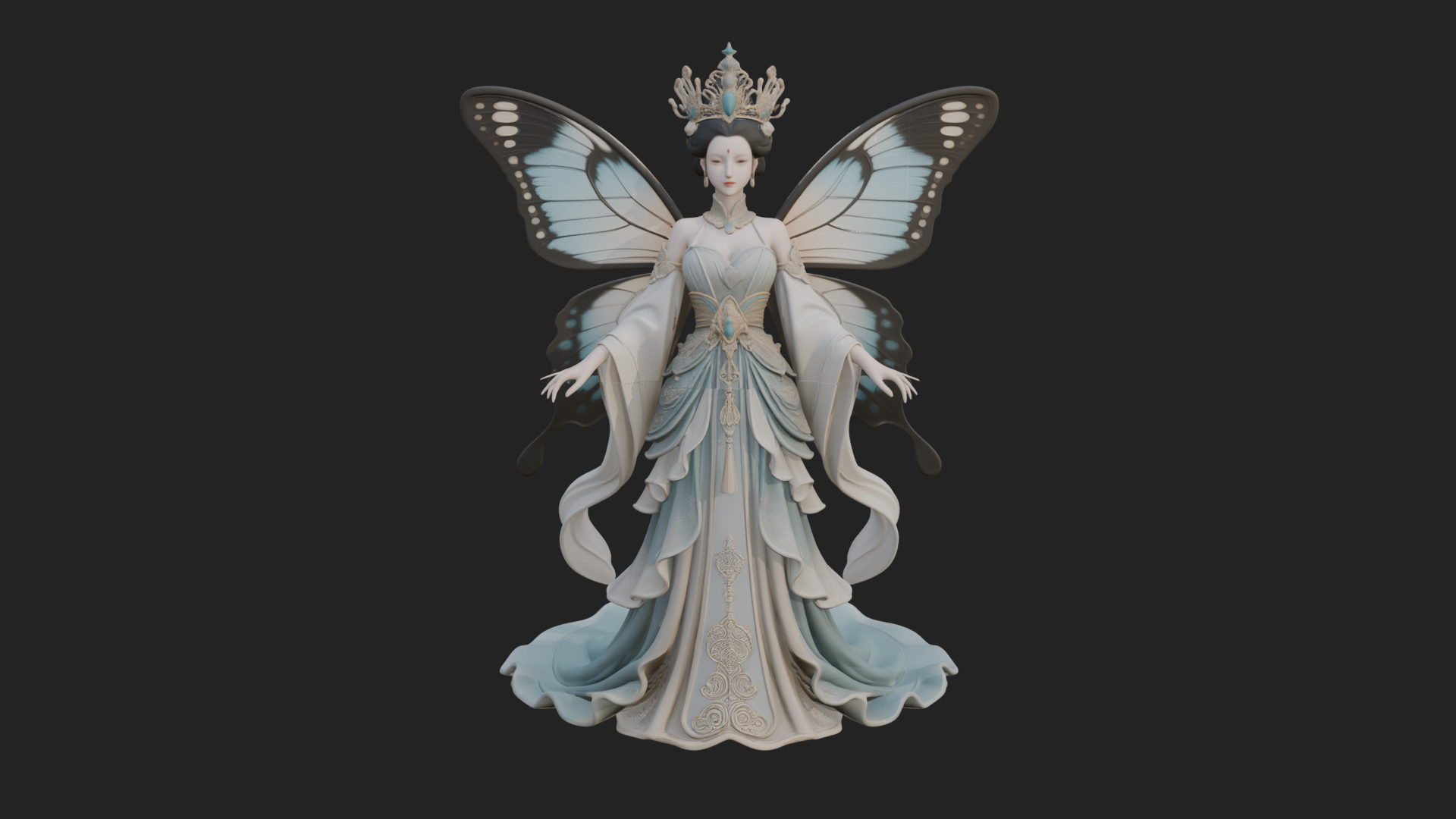 Butterfly Wing Fairy Statue Design 21 3D Print Model 3D Model