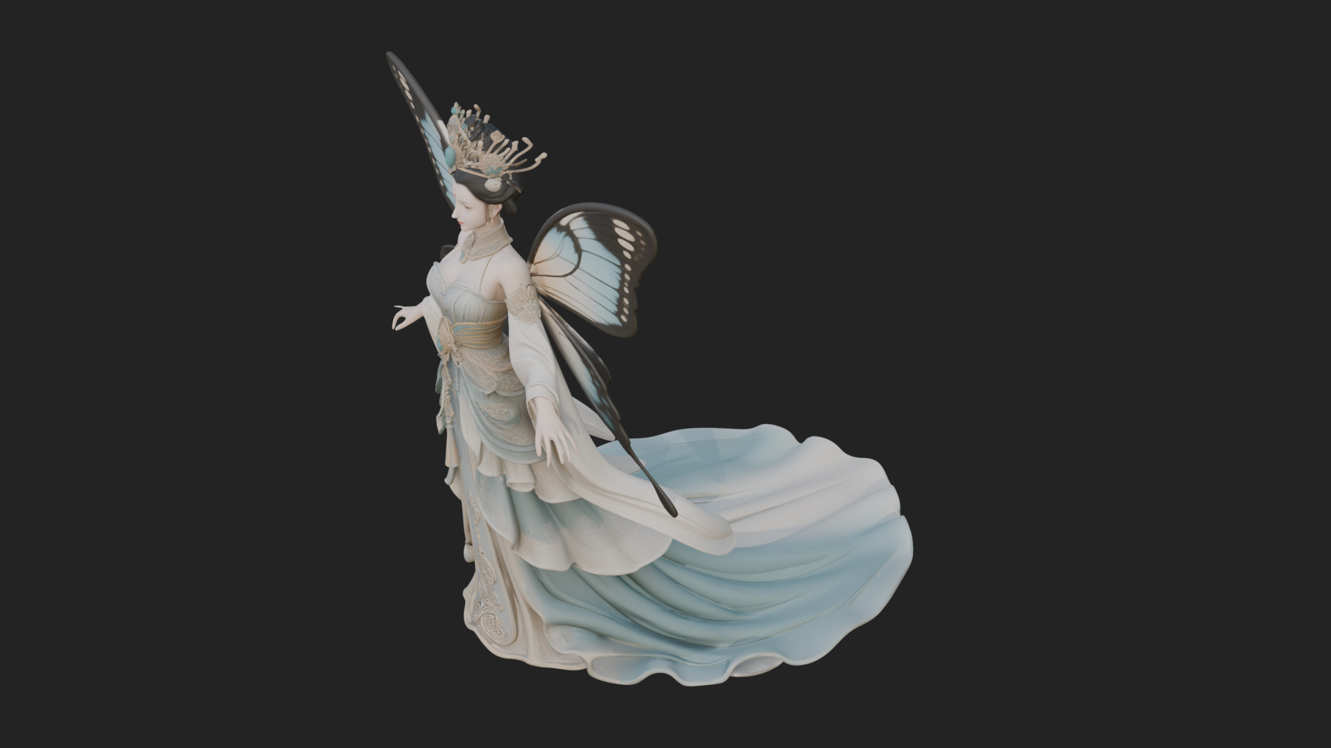 Butterfly Wing Fairy Statue Design 21 3D Print Model 3D Model