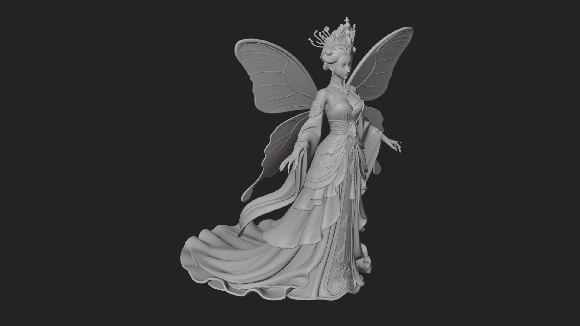 Butterfly Wing Fairy Statue Design 21 3D Print Model 3D Model