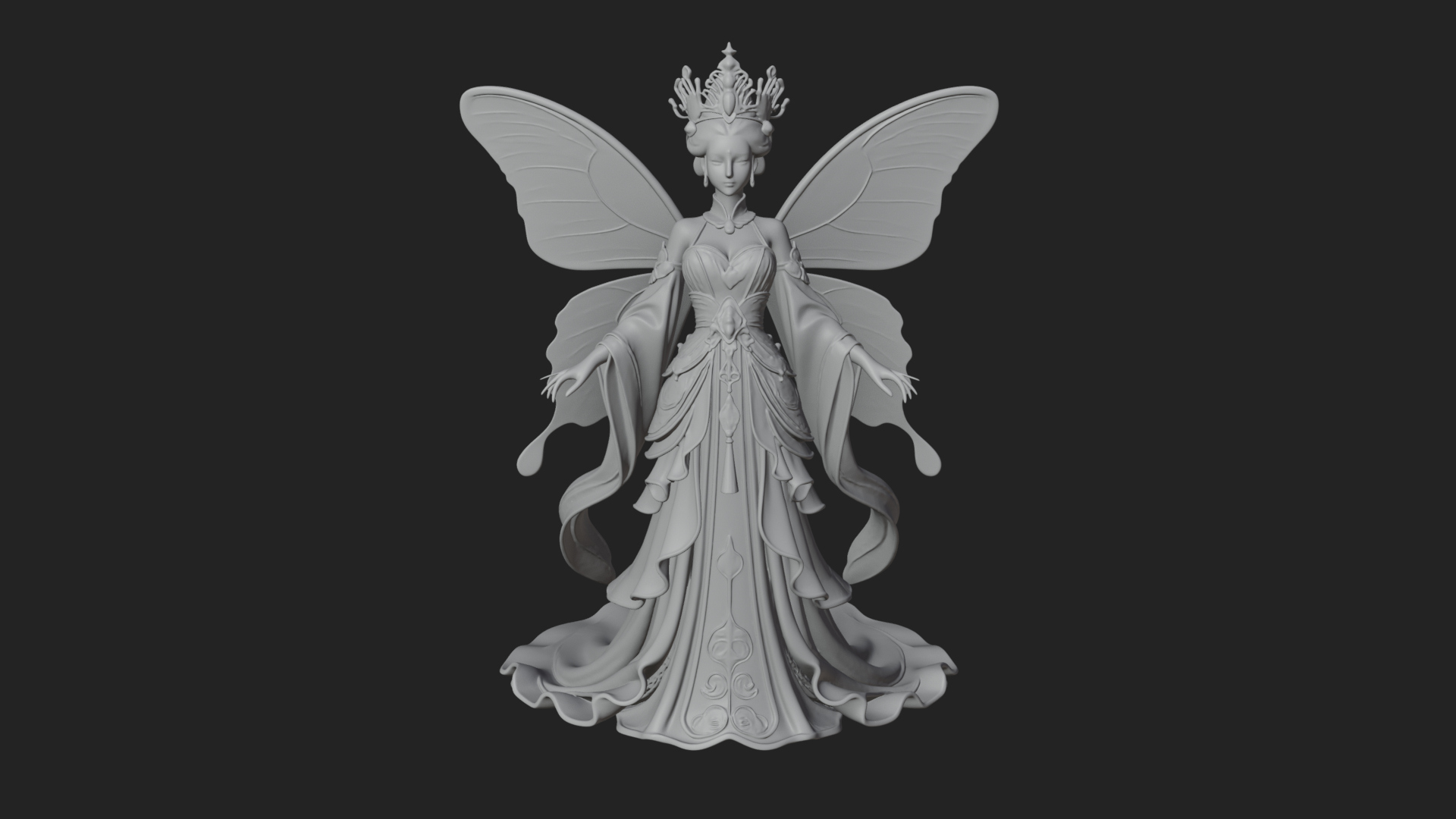 Butterfly Wing Fairy Statue Design 21 3D Print Model 3D Model