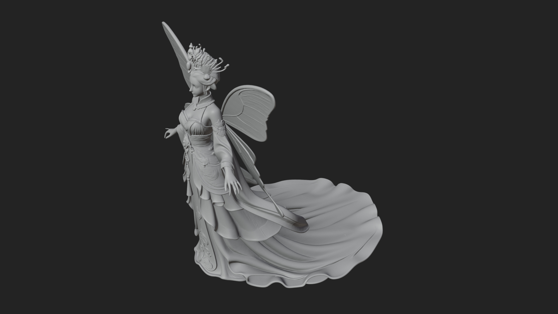 Butterfly Wing Fairy Statue Design 21 3D Print Model 3D Model