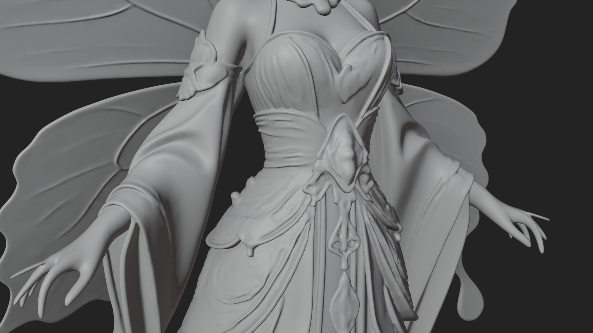 Butterfly Wing Fairy Statue Design 21 3D Print Model 3D Model