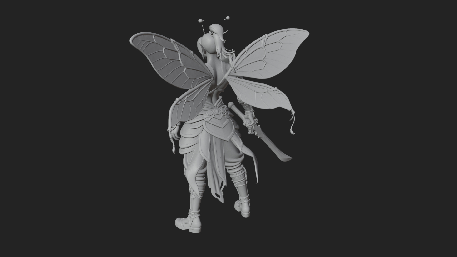 Butterfly Wing Fairy Statue Design 22 3D Print Model 3D Model