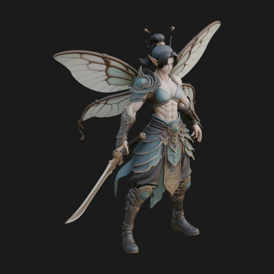 Butterfly Wing Fairy Statue Design 22 3D Print Model