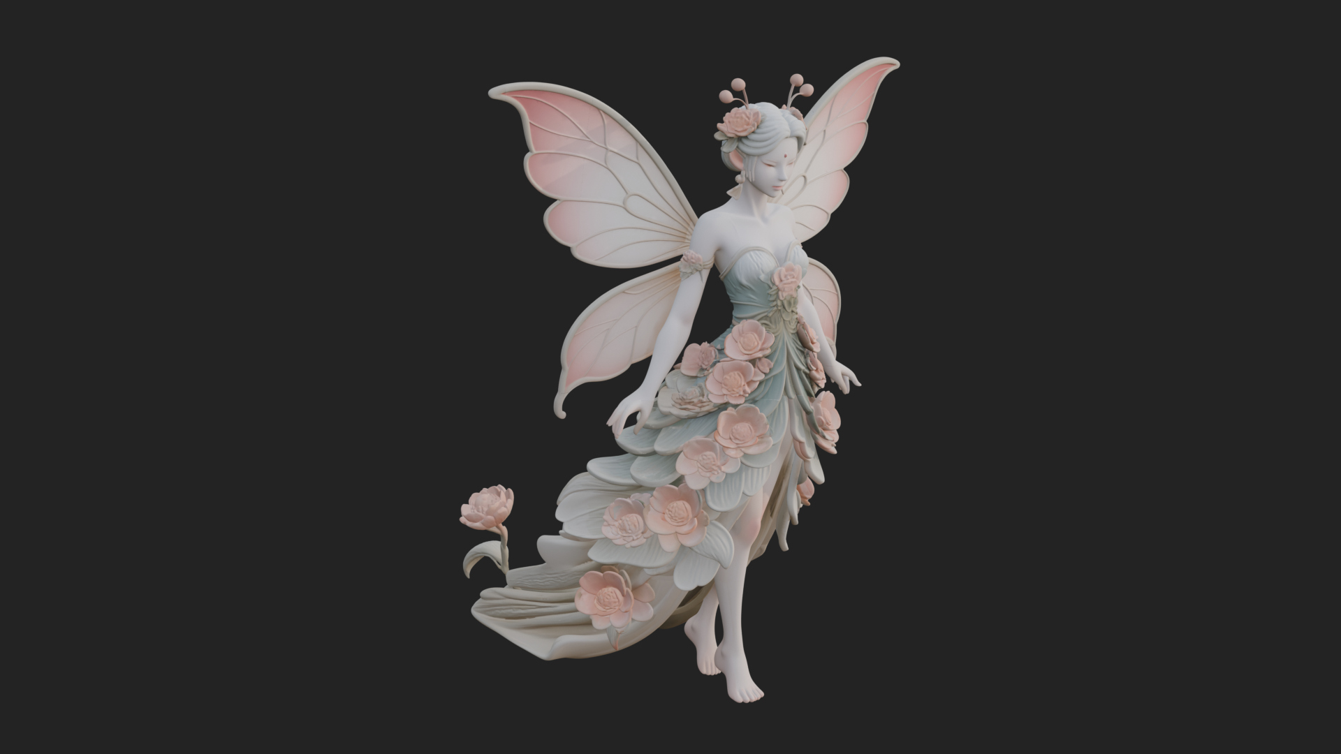 Butterfly Wing Fairy Statue Design 23 3D Print Model 3D Model