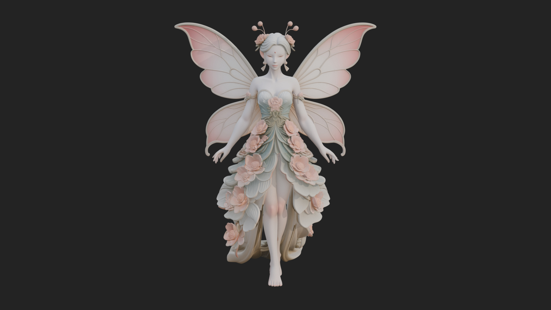 Butterfly Wing Fairy Statue Design 23 3D Print Model 3D Model