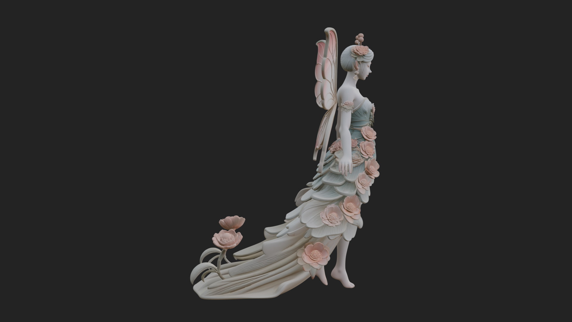 Butterfly Wing Fairy Statue Design 23 3D Print Model 3D Model