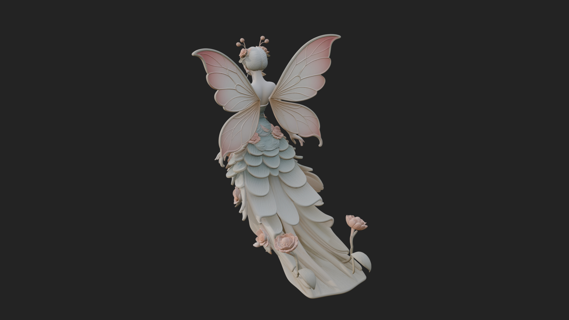 Butterfly Wing Fairy Statue Design 23 3D Print Model 3D Model