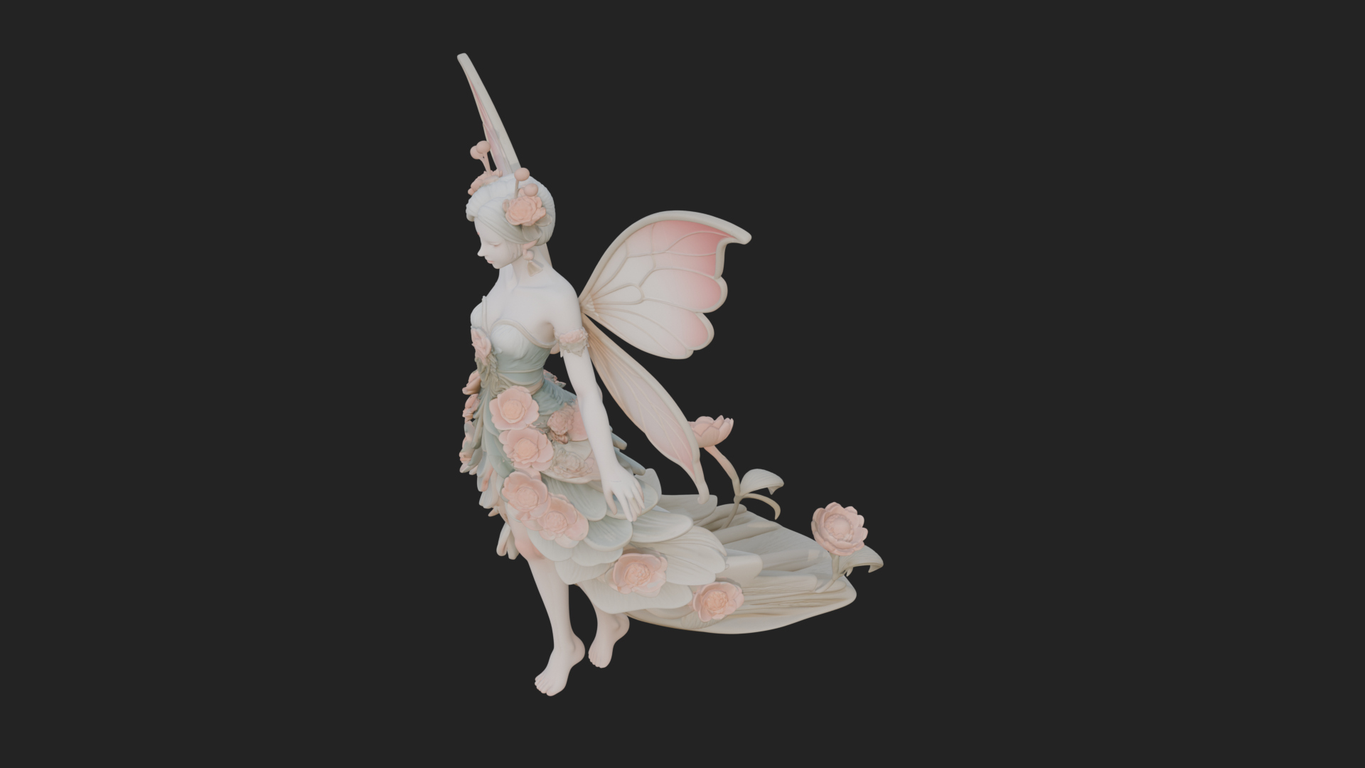 Butterfly Wing Fairy Statue Design 23 3D Print Model 3D Model