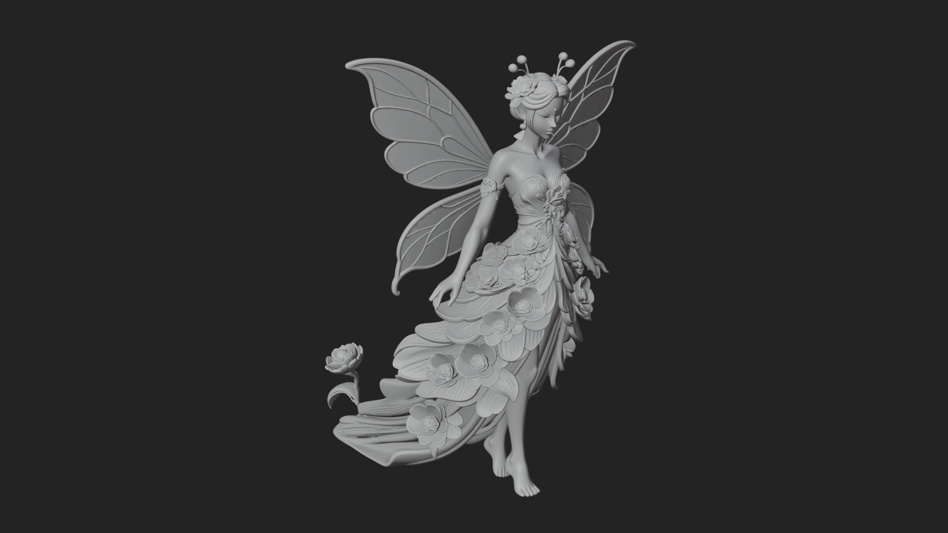 Butterfly Wing Fairy Statue Design 23 3D Print Model 3D Model