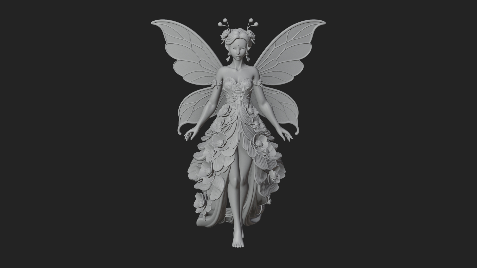 Butterfly Wing Fairy Statue Design 23 3D Print Model 3D Model