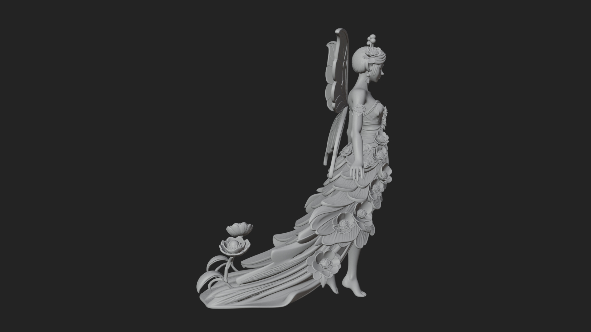 Butterfly Wing Fairy Statue Design 23 3D Print Model 3D Model