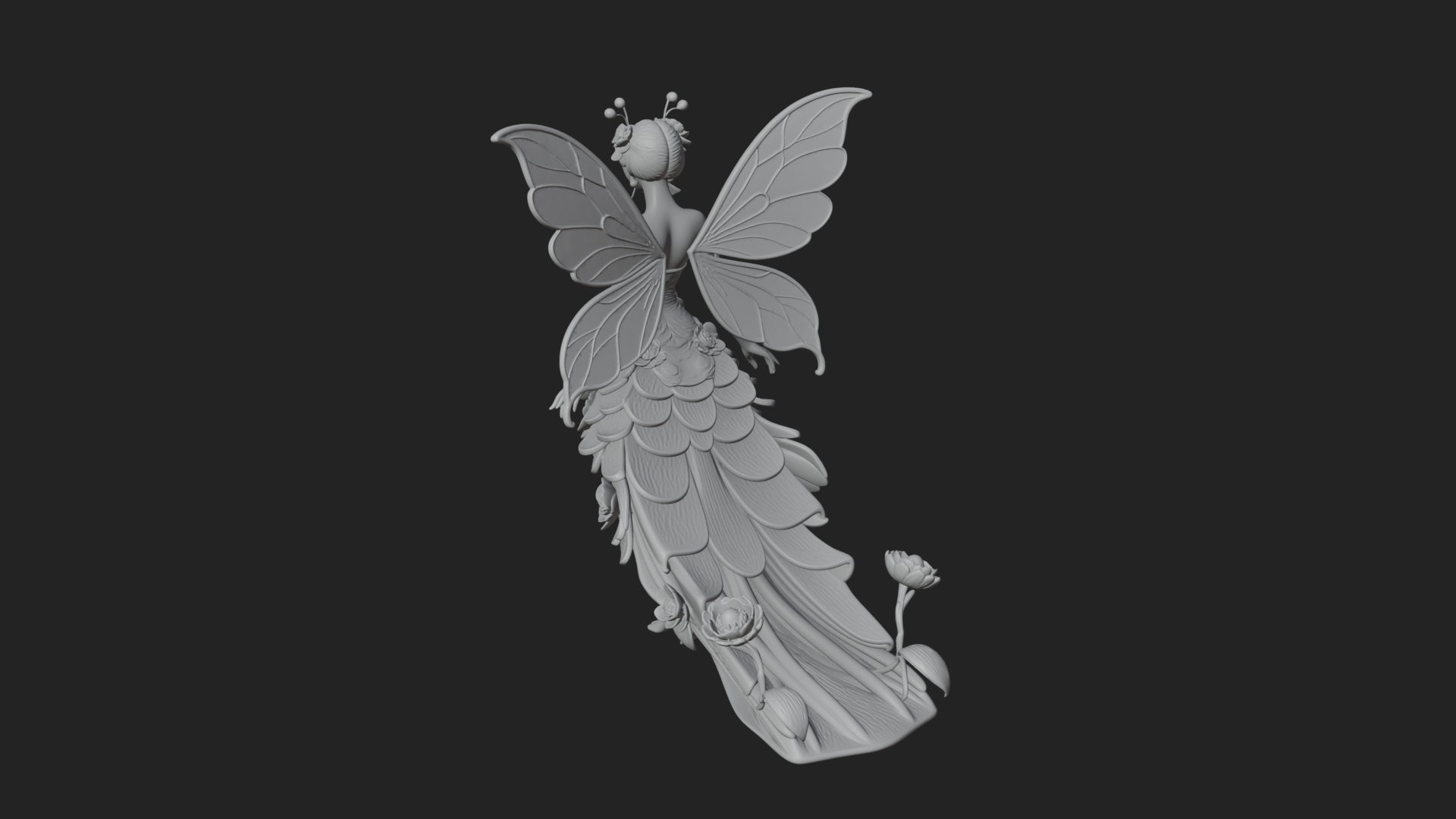 Butterfly Wing Fairy Statue Design 23 3D Print Model 3D Model