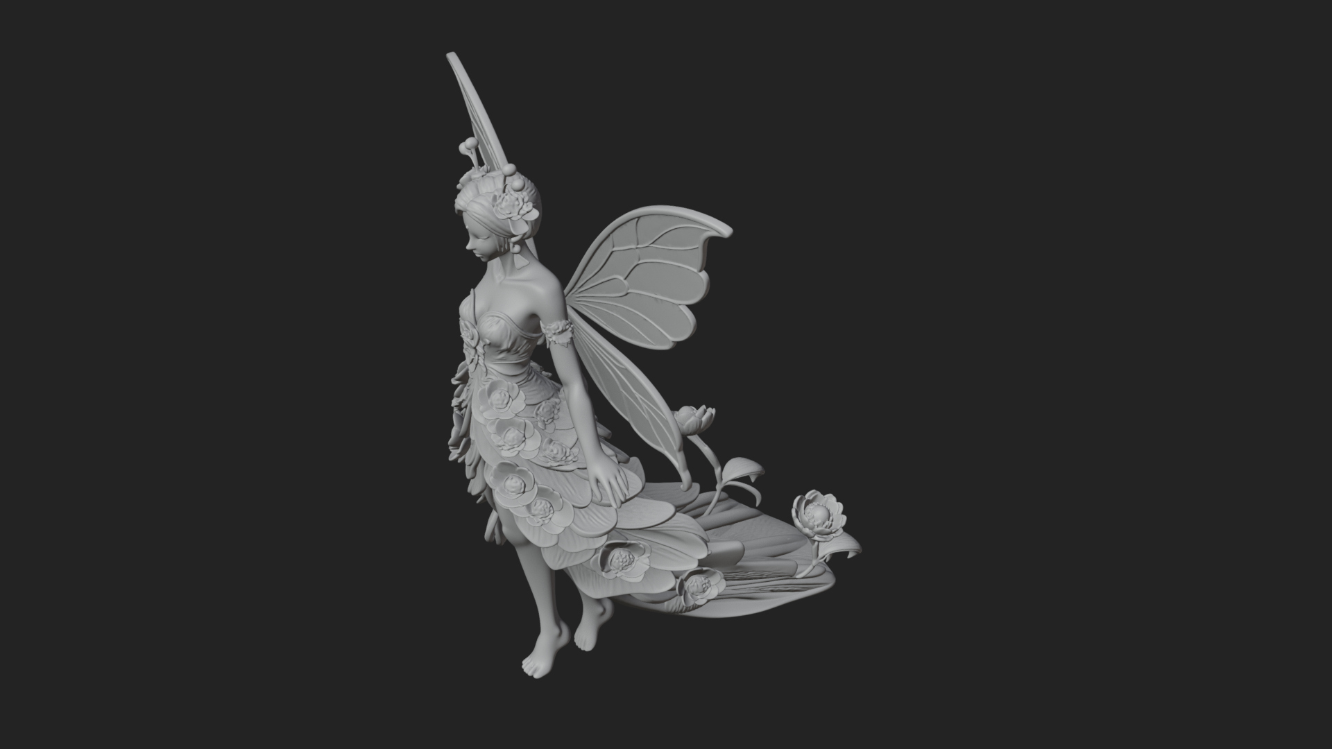 Butterfly Wing Fairy Statue Design 23 3D Print Model 3D Model