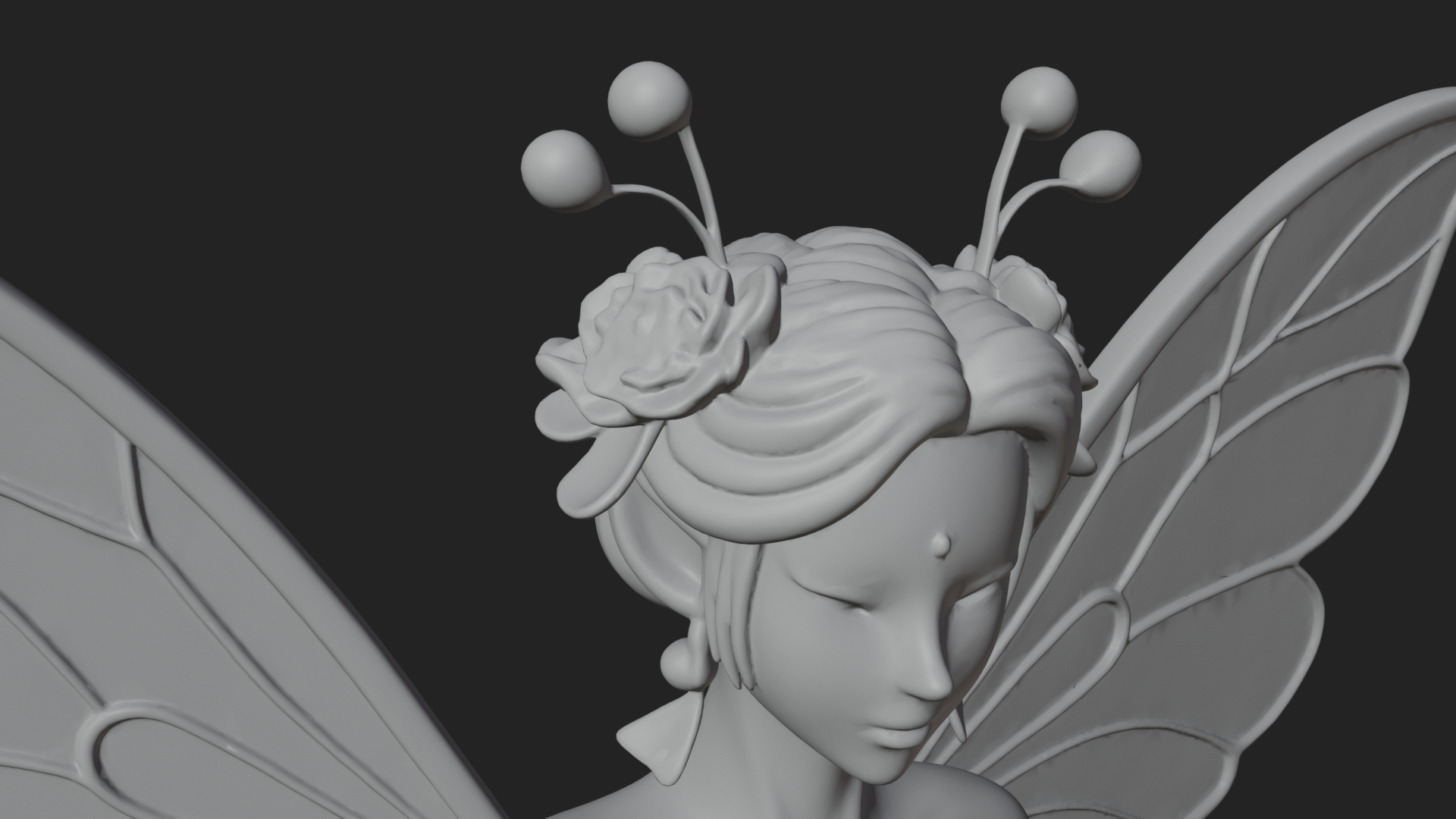 Butterfly Wing Fairy Statue Design 23 3D Print Model 3D Model
