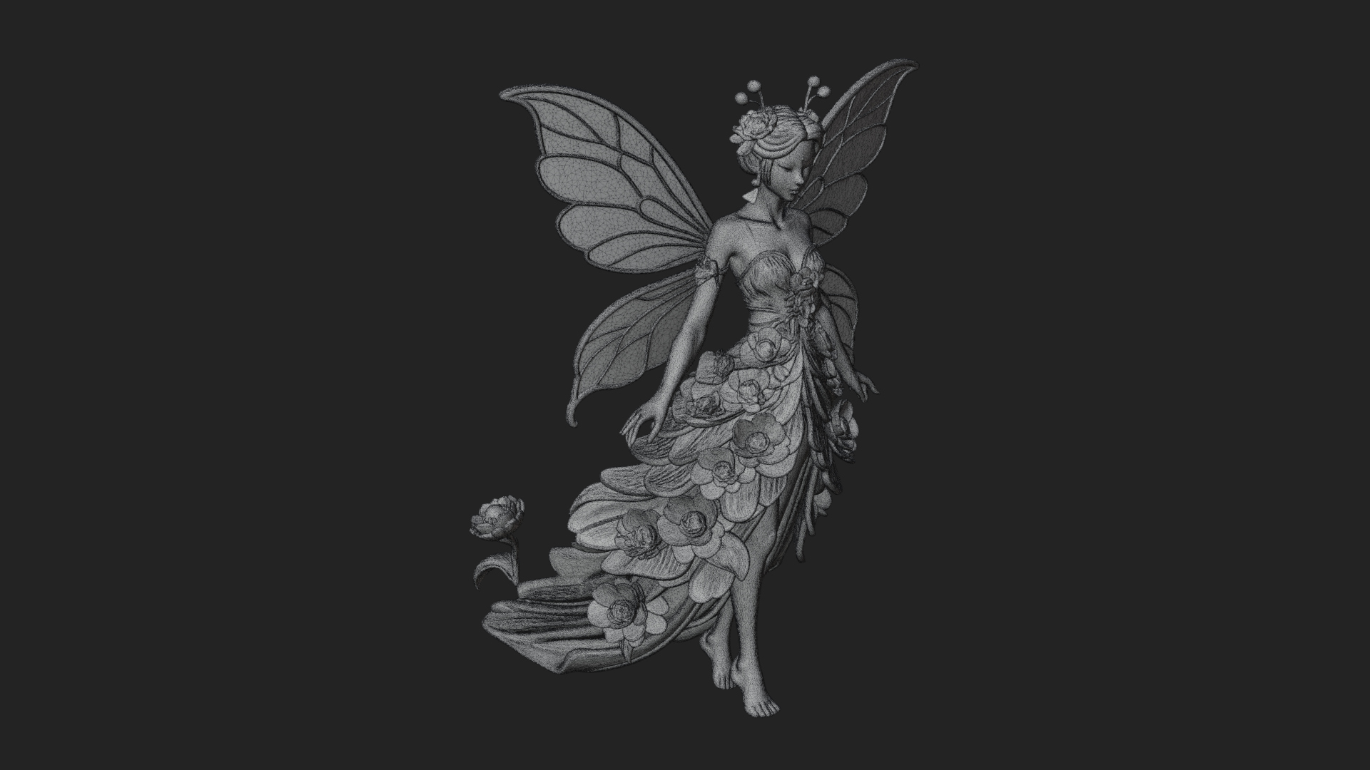 Butterfly Wing Fairy Statue Design 23 3D Print Model 3D Model