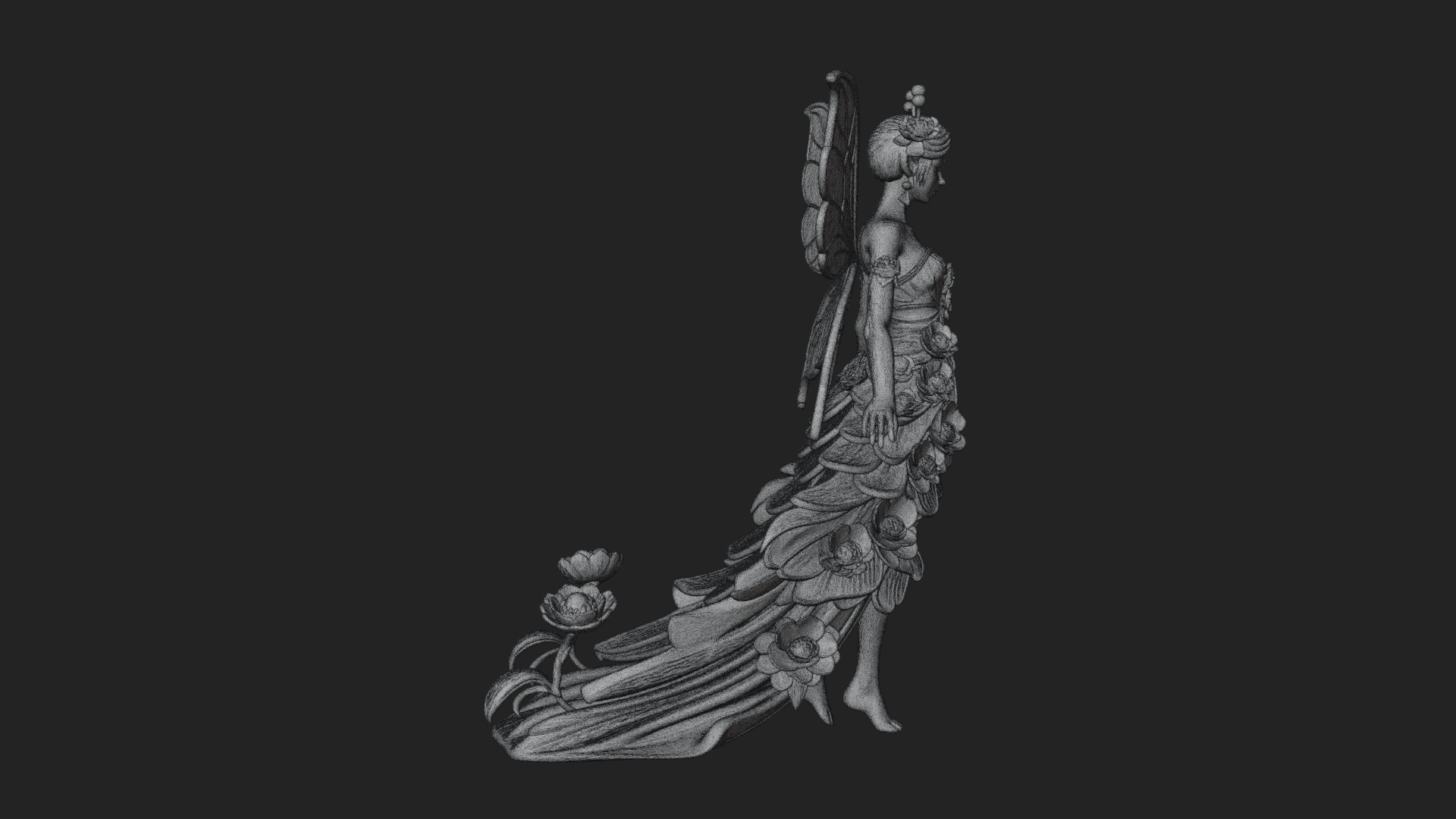 Butterfly Wing Fairy Statue Design 23 3D Print Model 3D Model