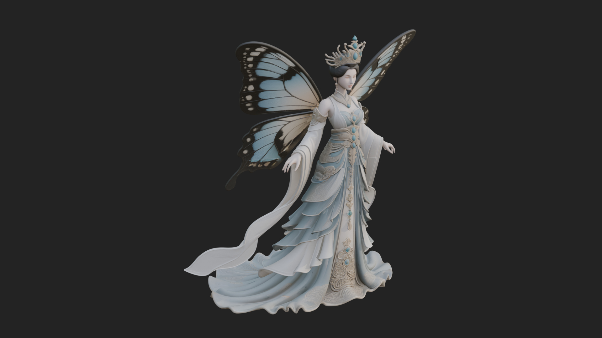 Butterfly Wing Fairy Statue Design 24 3D Print Model 3D Model