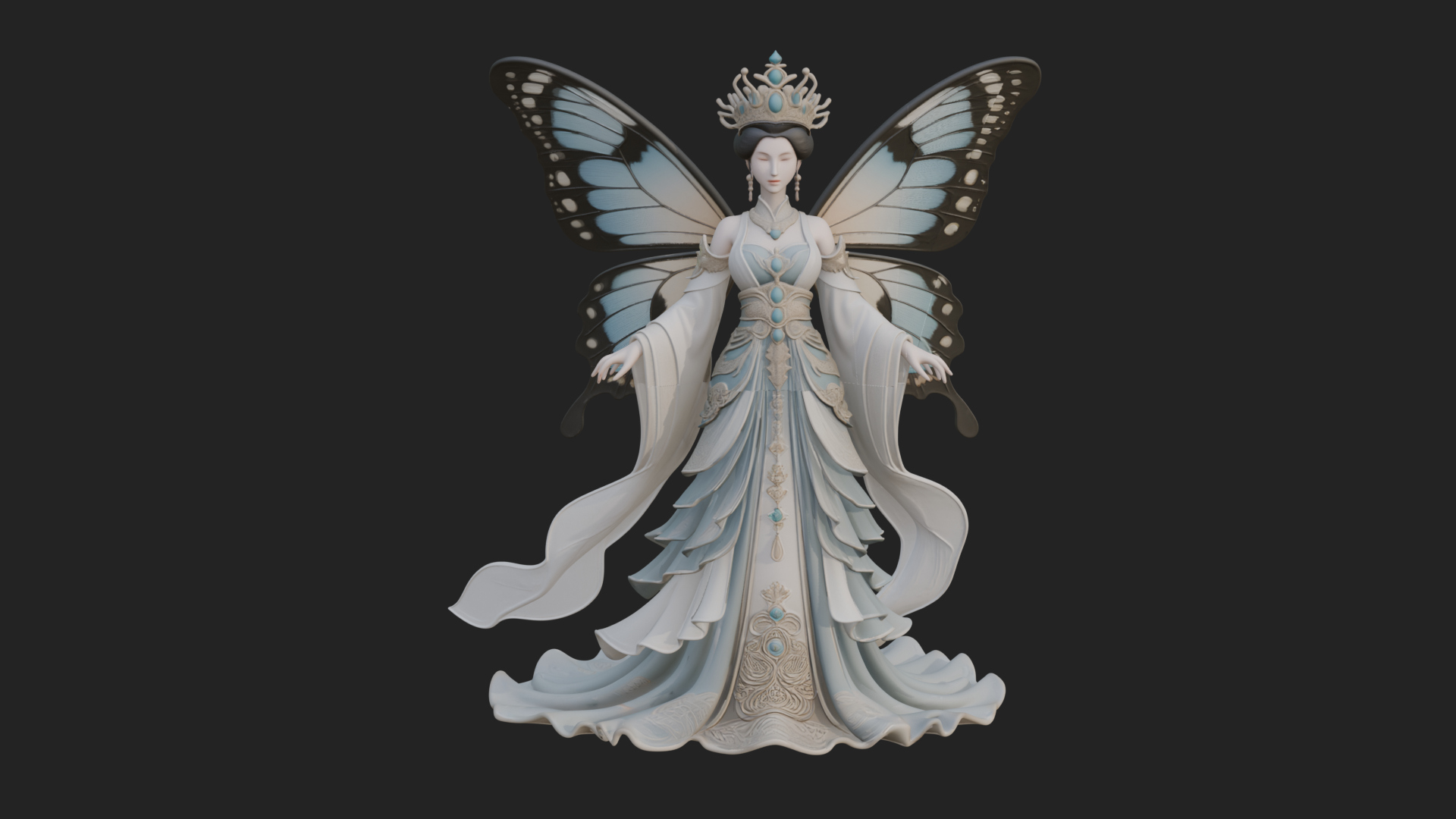 Butterfly Wing Fairy Statue Design 24 3D Print Model 3D Model