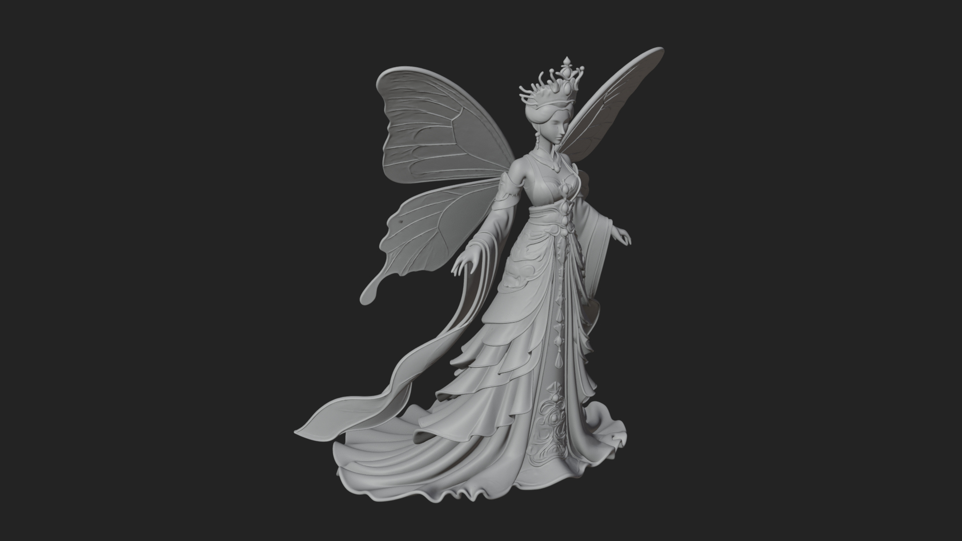Butterfly Wing Fairy Statue Design 24 3D Print Model 3D Model