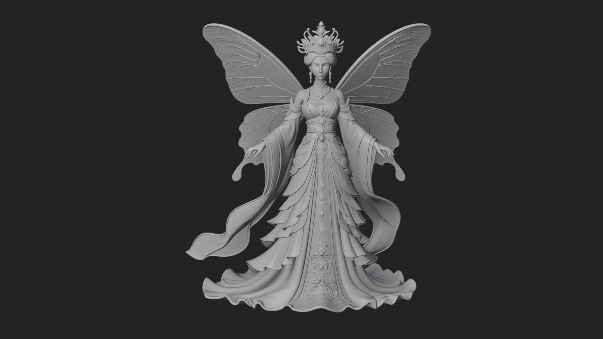 Butterfly Wing Fairy Statue Design 24 3D Print Model 3D Model