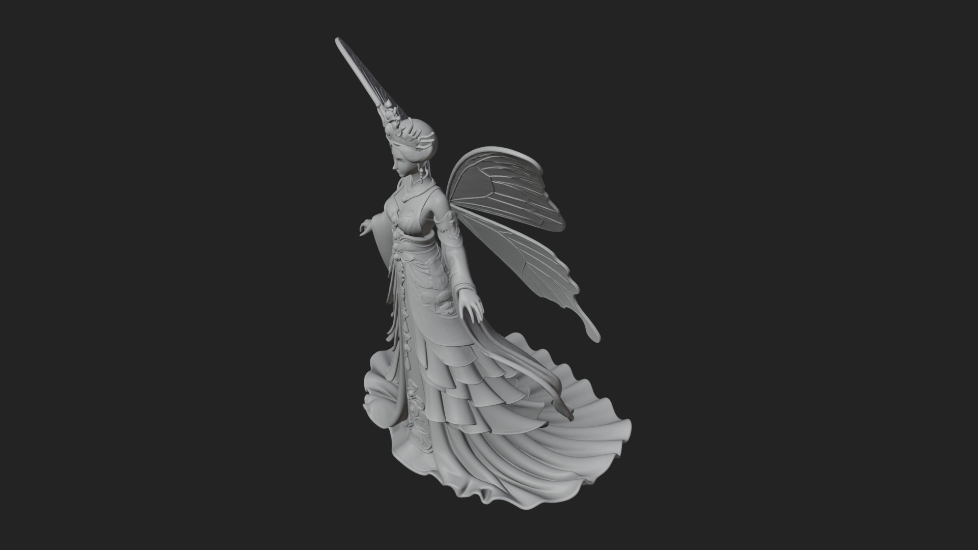 Butterfly Wing Fairy Statue Design 24 3D Print Model 3D Model