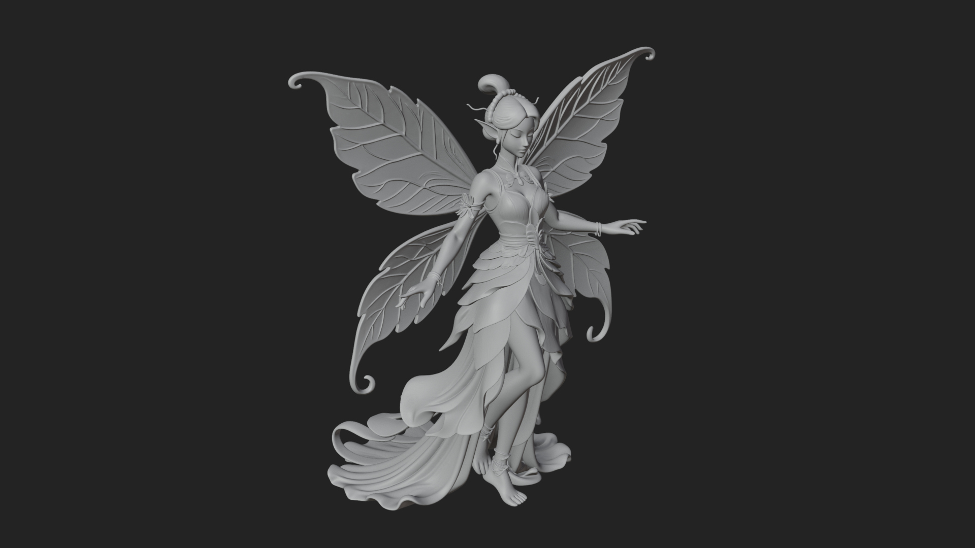 Butterfly Wing Fairy Statue Design 25 3D Print Model 3D Model