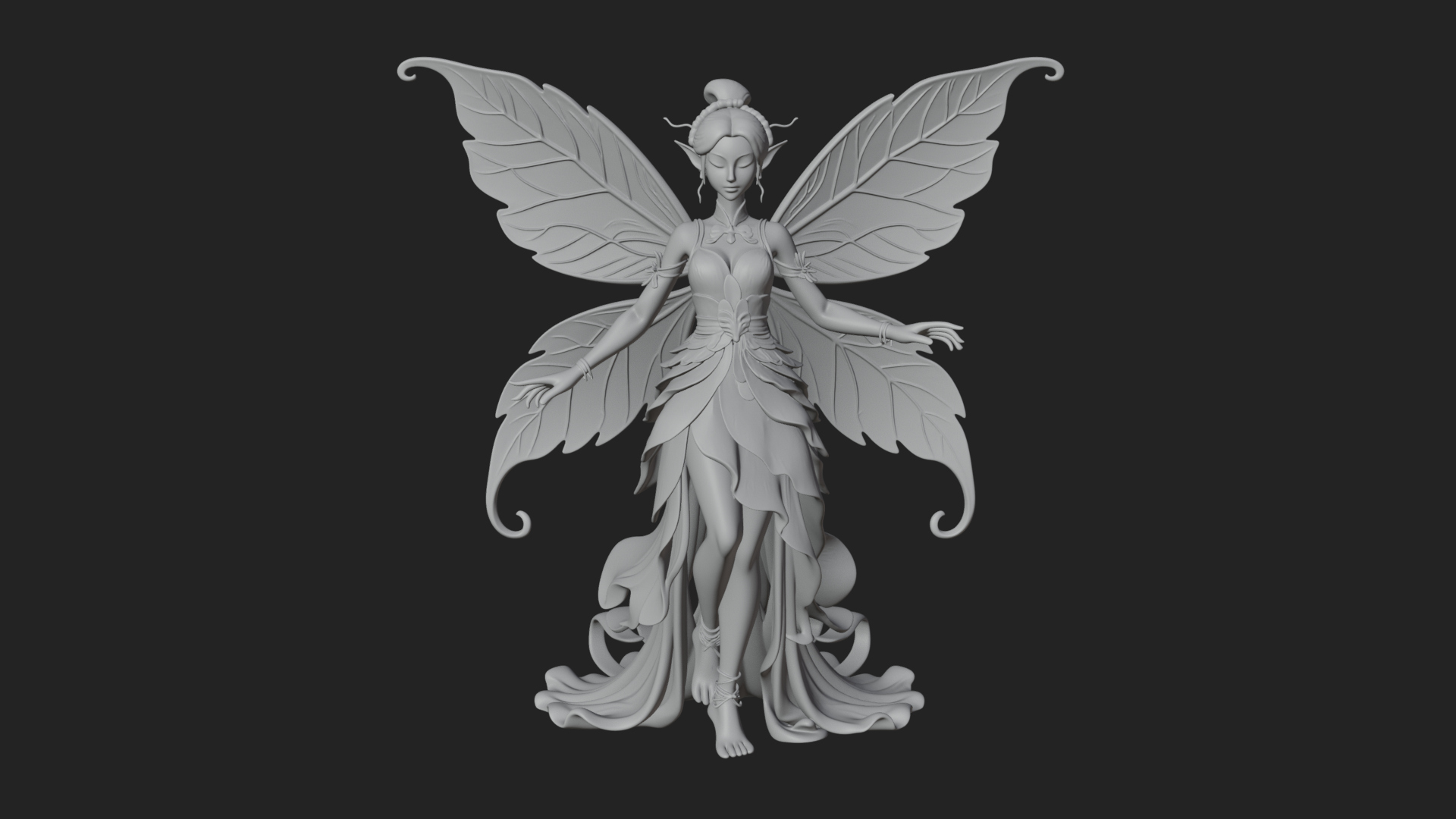Butterfly Wing Fairy Statue Design 25 3D Print Model 3D Model