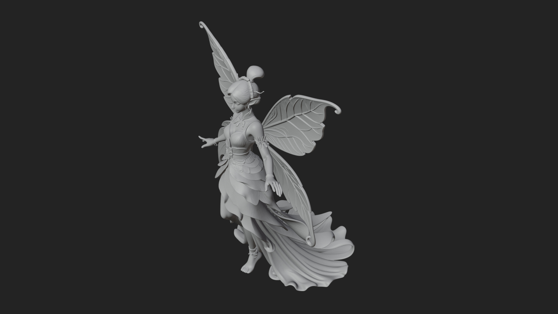 Butterfly Wing Fairy Statue Design 25 3D Print Model 3D Model