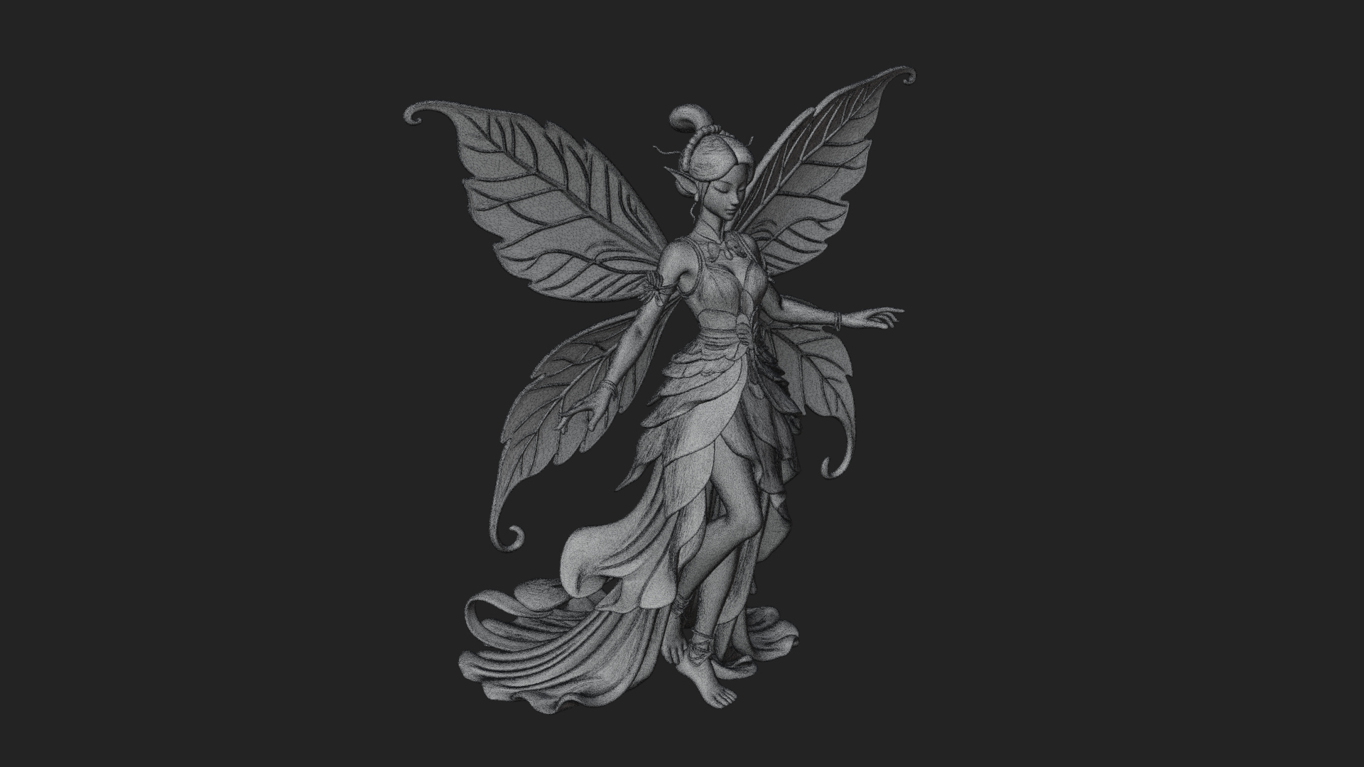 Butterfly Wing Fairy Statue Design 25 3D Print Model 3D Model