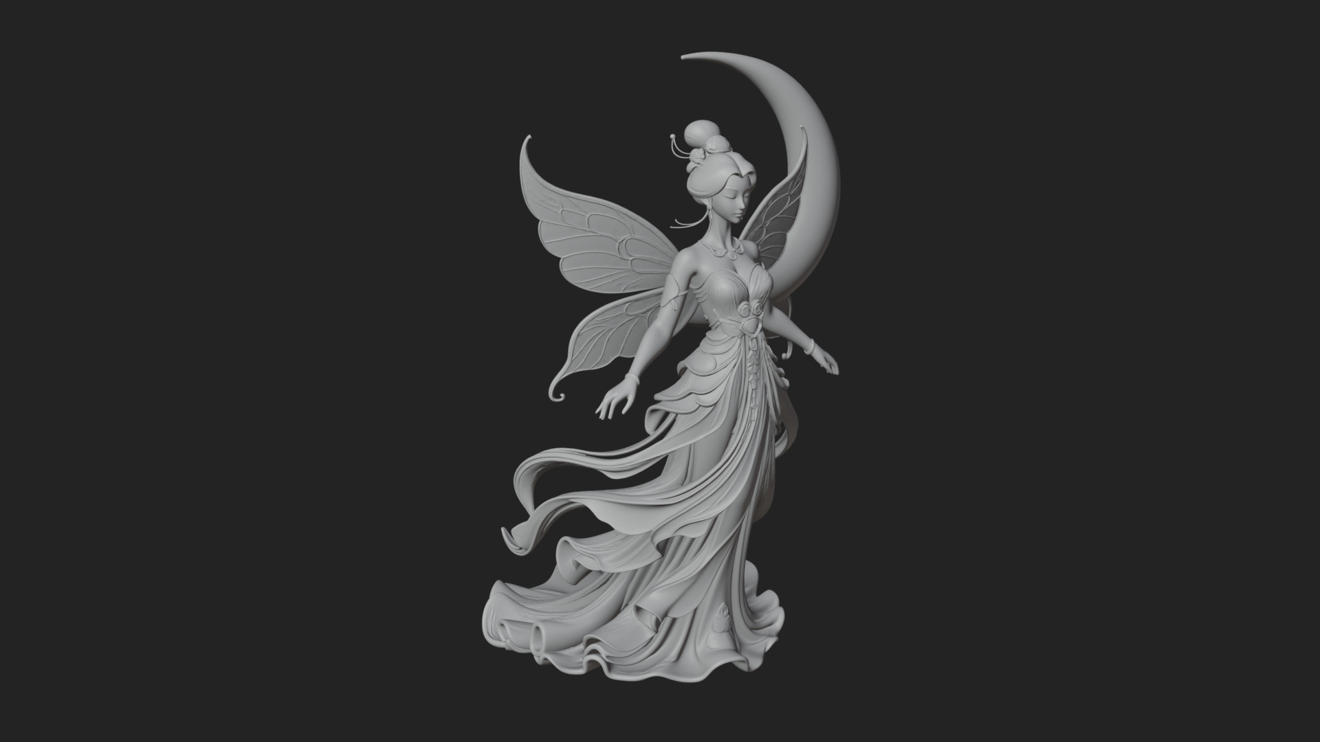 Butterfly Wing Fairy Statue Design 26 3D Print Model 3D Model
