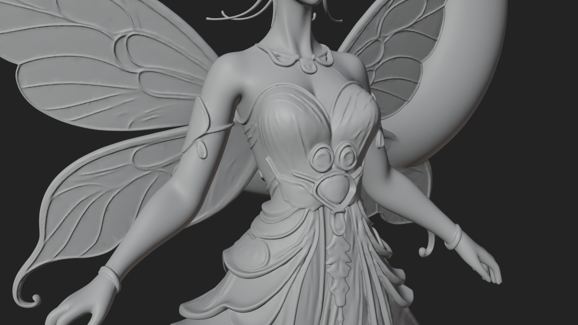 Butterfly Wing Fairy Statue Design 26 3D Print Model 3D Model