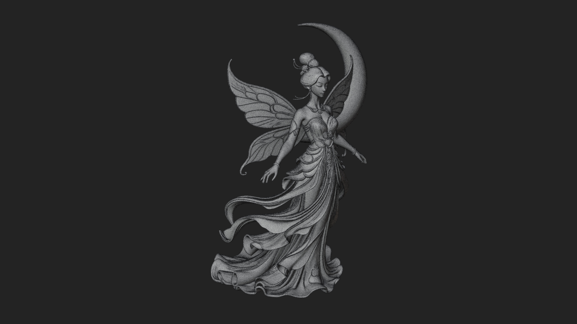Butterfly Wing Fairy Statue Design 26 3D Print Model 3D Model