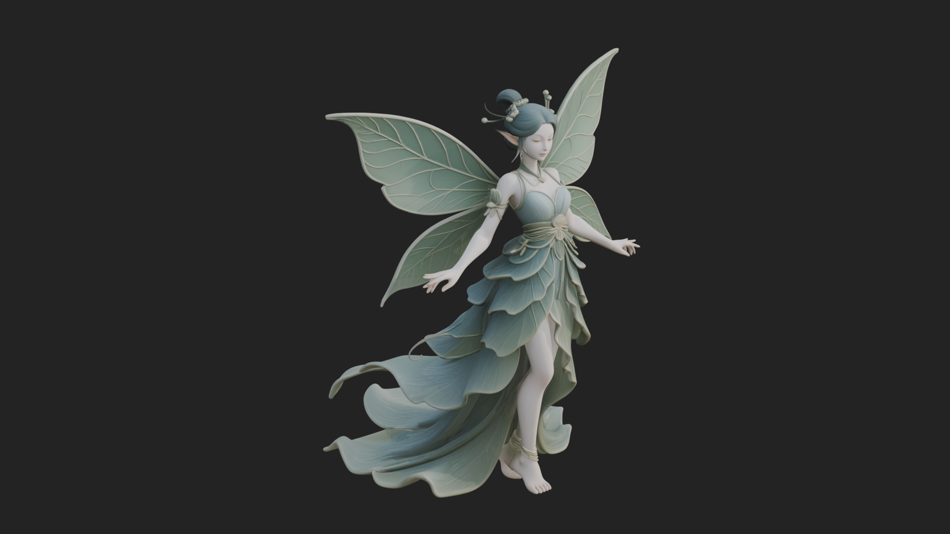 Butterfly Wing Fairy Statue Design 27 3D Print Model 3D Model