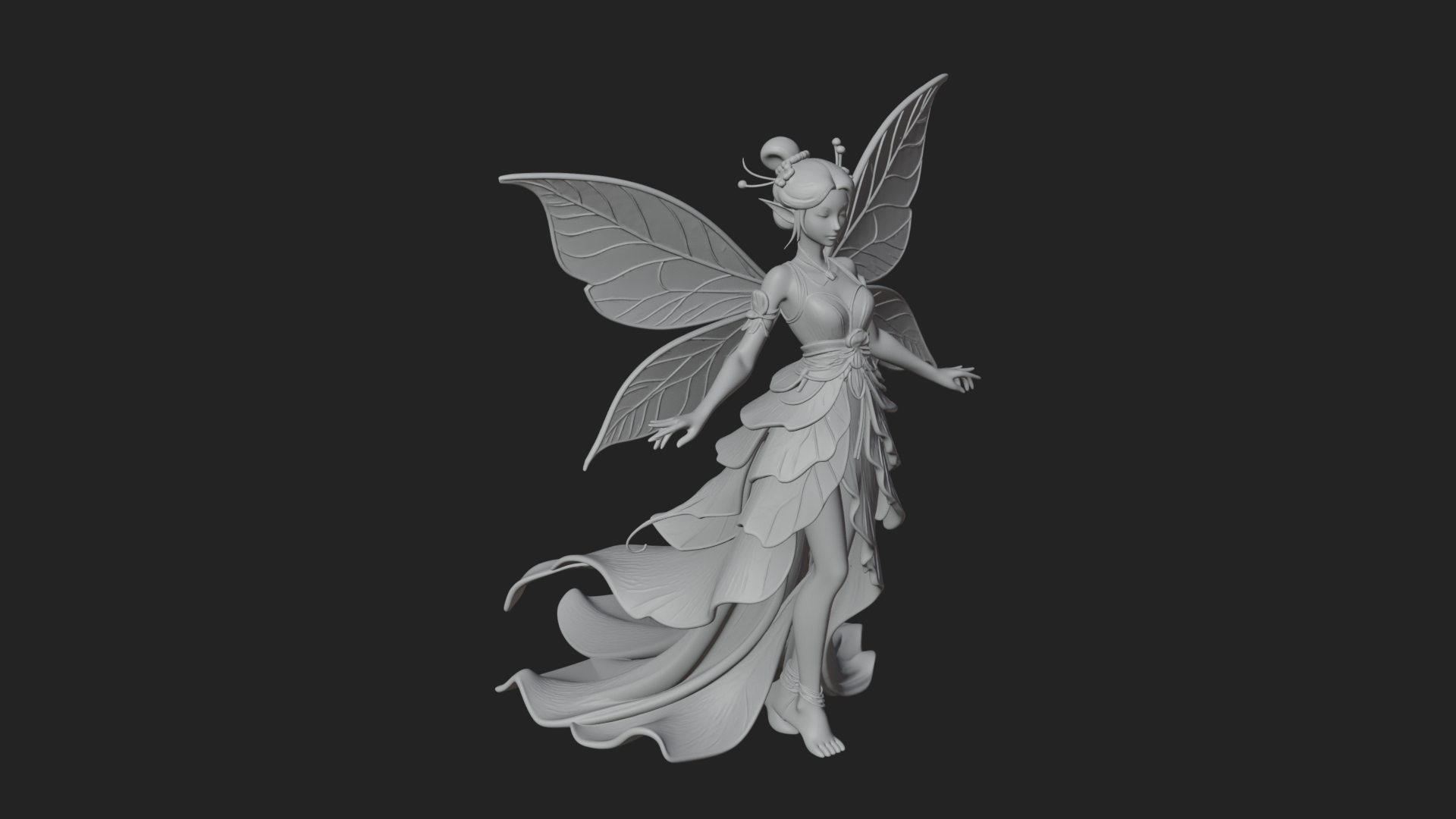Butterfly Wing Fairy Statue Design 27 3D Print Model 3D Model