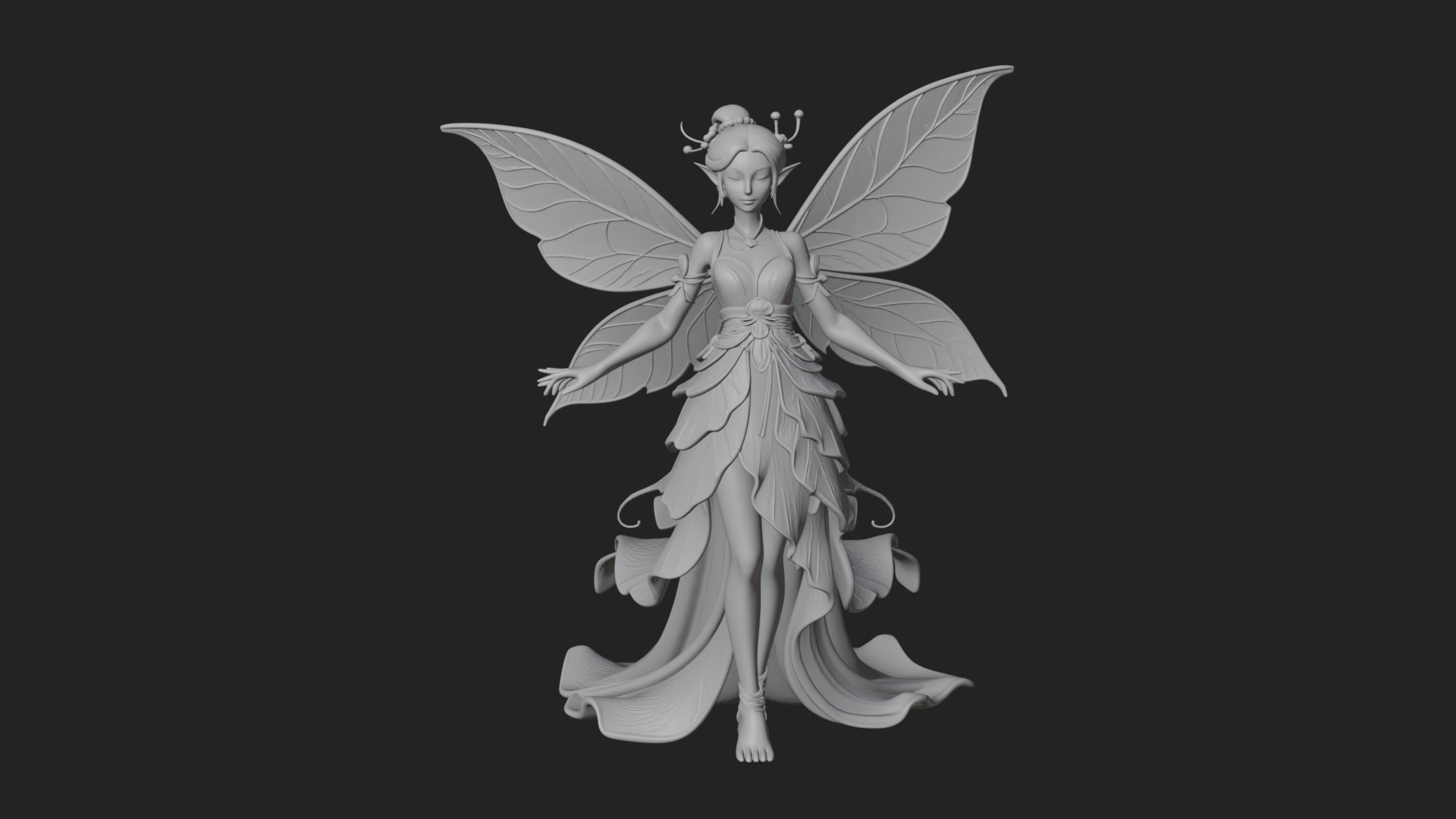 Butterfly Wing Fairy Statue Design 27 3D Print Model 3D Model