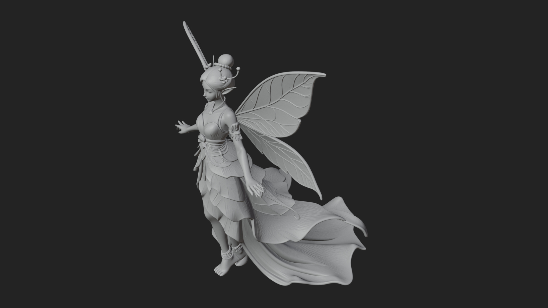 Butterfly Wing Fairy Statue Design 27 3D Print Model 3D Model