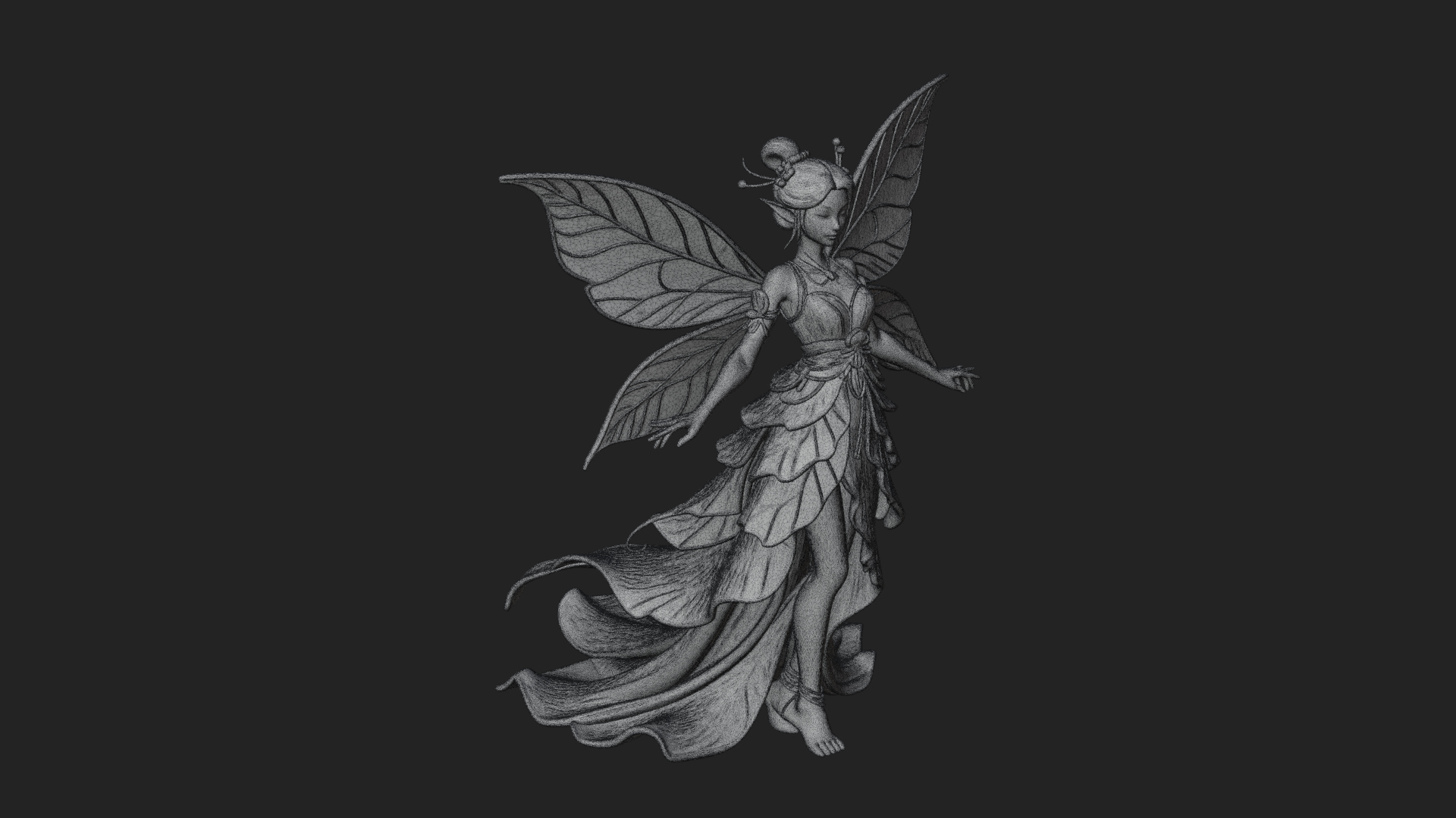 Butterfly Wing Fairy Statue Design 27 3D Print Model 3D Model