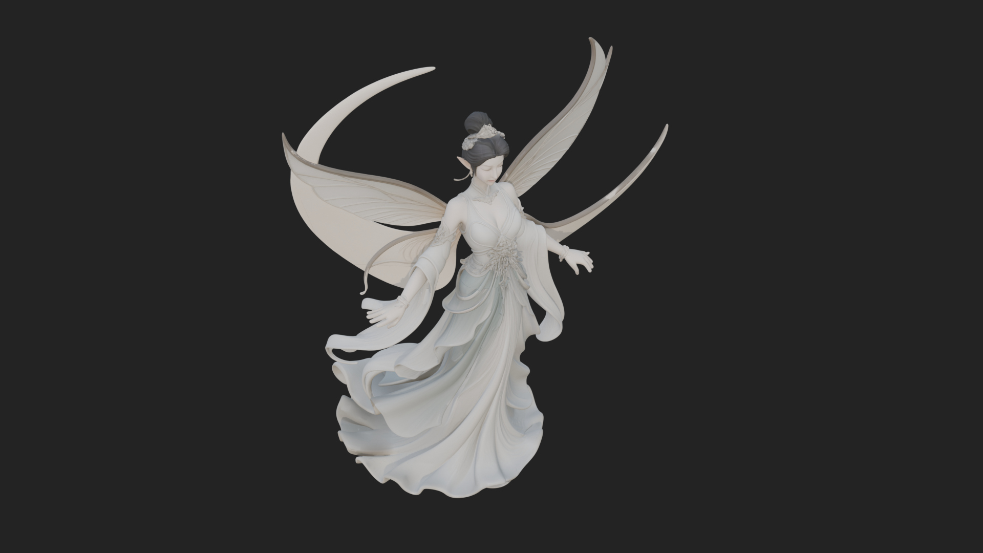 Butterfly Wing Fairy Statue Design 28 3D Print Model 3D Model