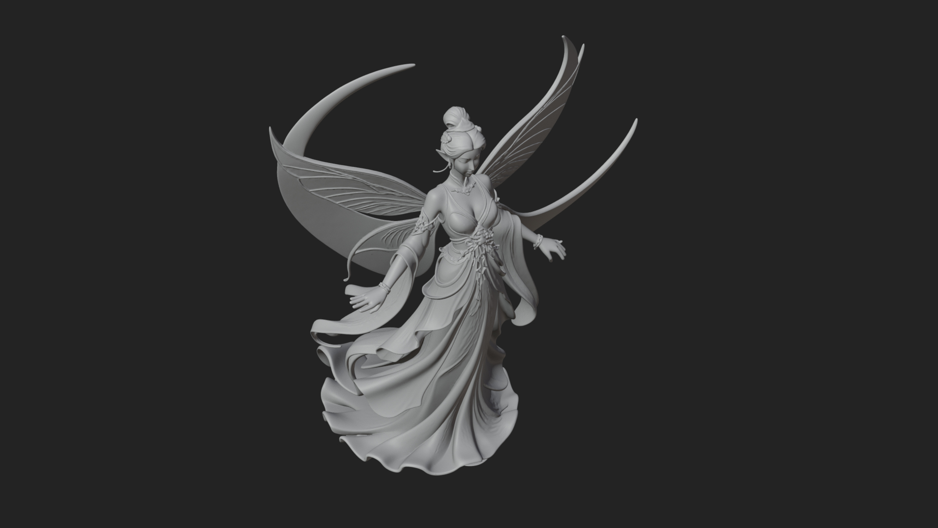 Butterfly Wing Fairy Statue Design 28 3D Print Model 3D Model