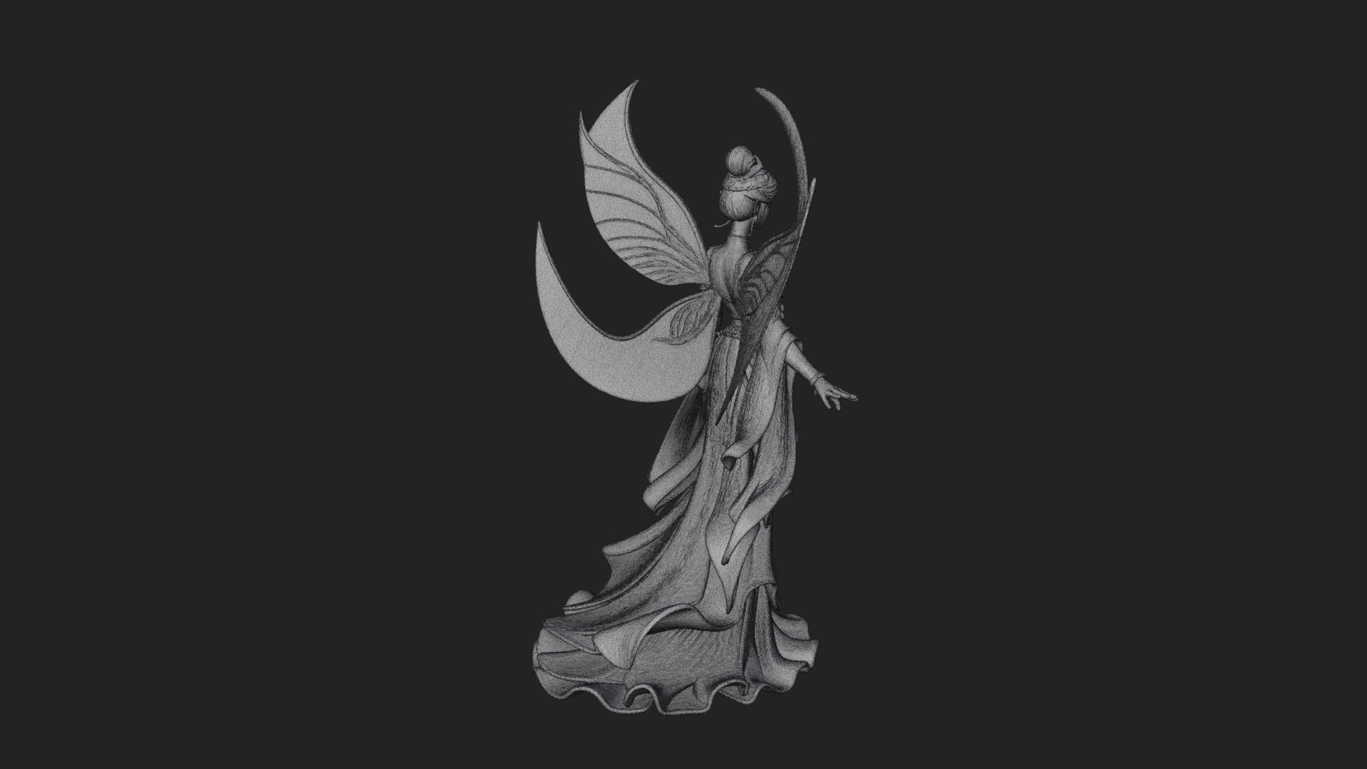Butterfly Wing Fairy Statue Design 28 3D Print Model 3D Model