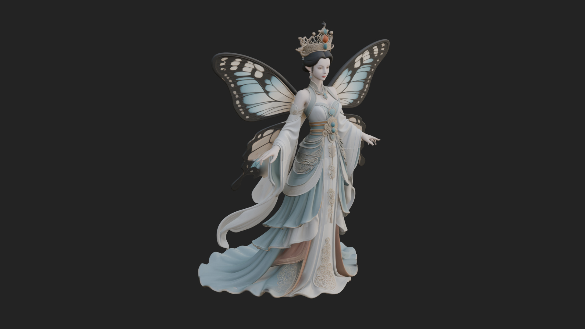 Butterfly Wing Fairy Statue Design 29 3D Print Model 3D Model
