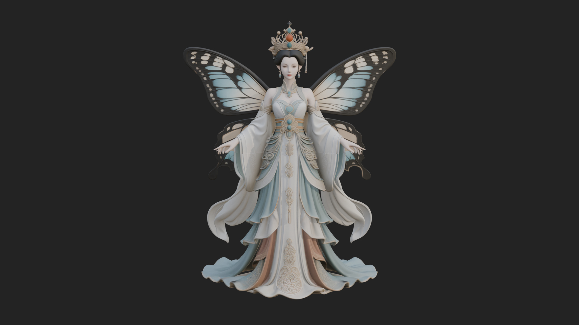 Butterfly Wing Fairy Statue Design 29 3D Print Model 3D Model