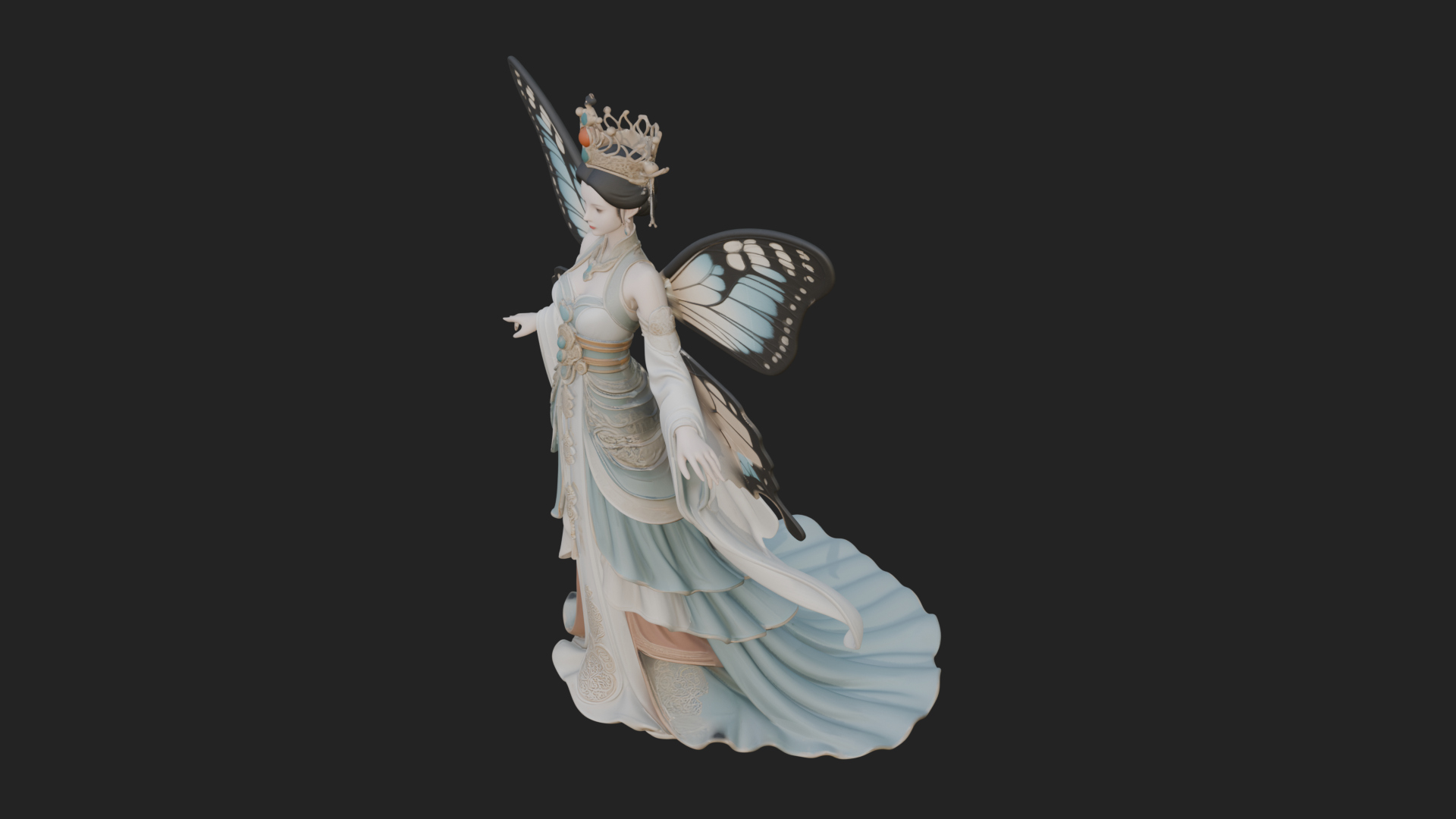 Butterfly Wing Fairy Statue Design 29 3D Print Model 3D Model