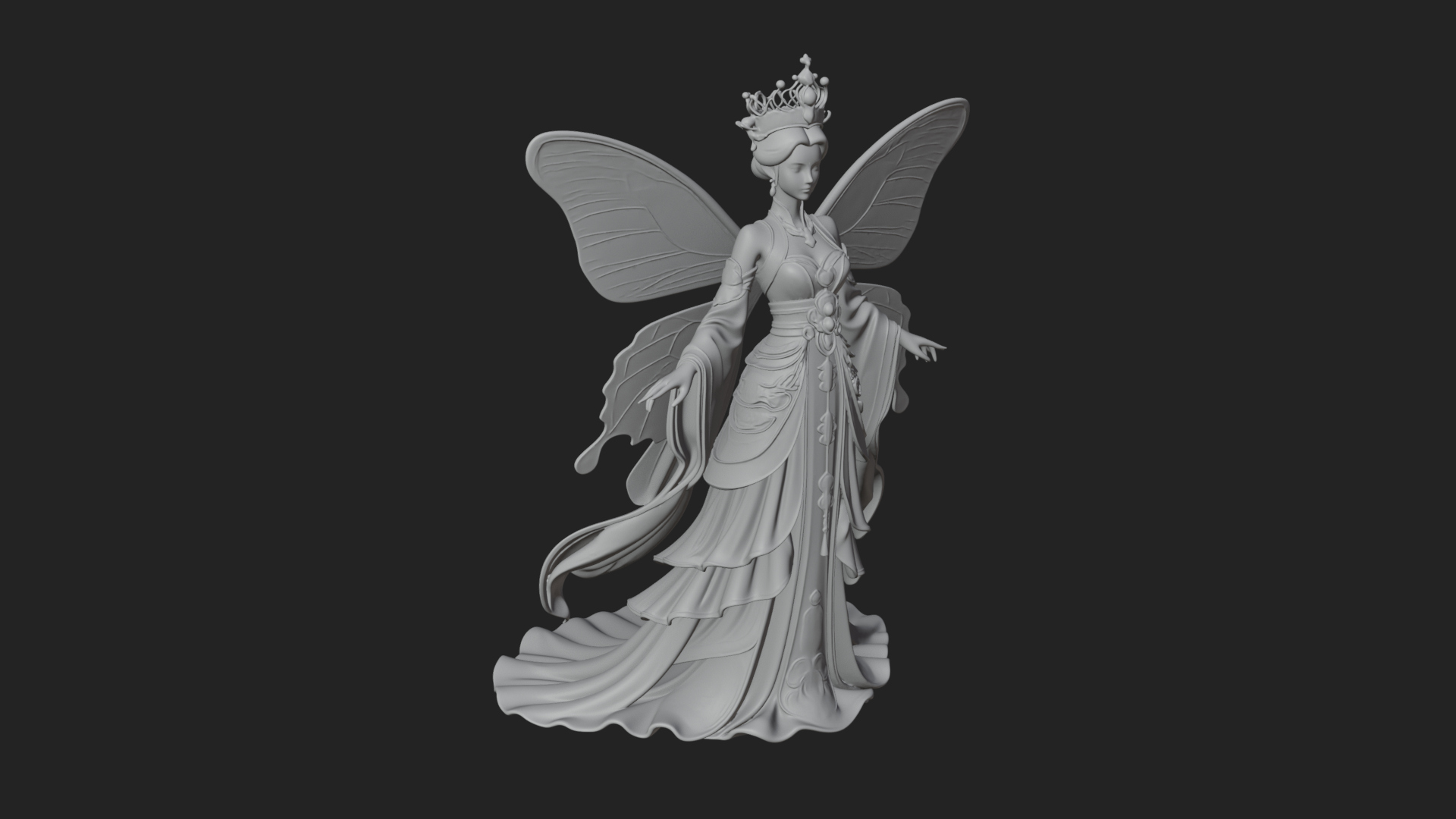 Butterfly Wing Fairy Statue Design 29 3D Print Model 3D Model